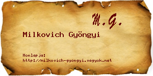 Milkovich Gyöngyi névjegykártya